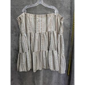 Plus Size Tiered Midi Skirt Womens 3X Earthy Neutral Boho Cottagecore Peasant